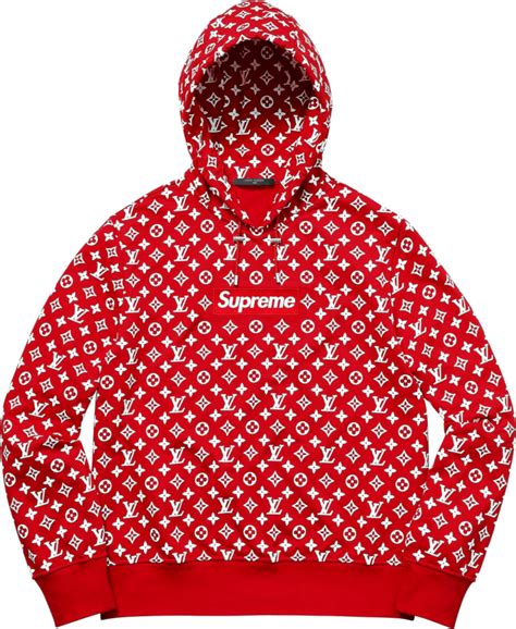 red supreme x louis vuitton hoodie